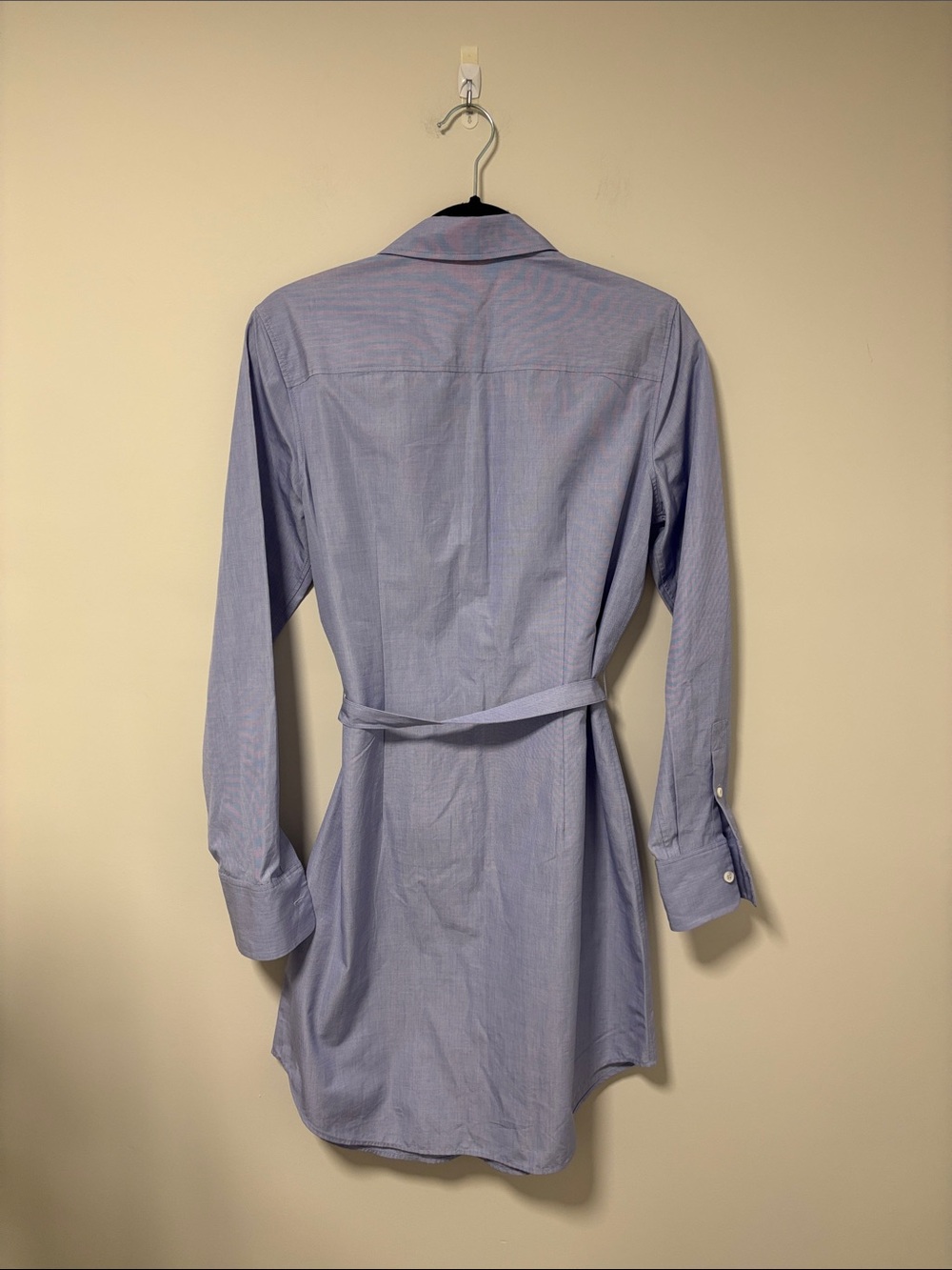 Theory Light Blue Long-Sleeve Shirt Dress with Waist Tie - Picture 8 of 9